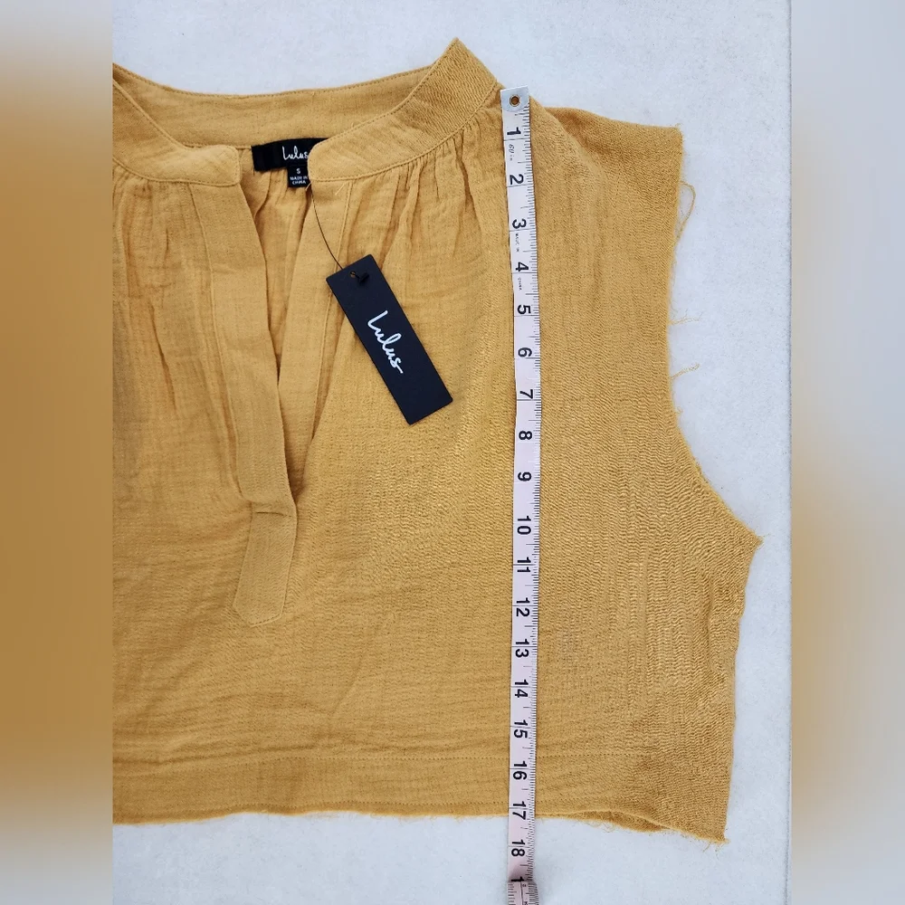 Lulus Oversized Cropped Gauze Tank Top Women's Size Small Mustard Yellow - Picture 2 of 7